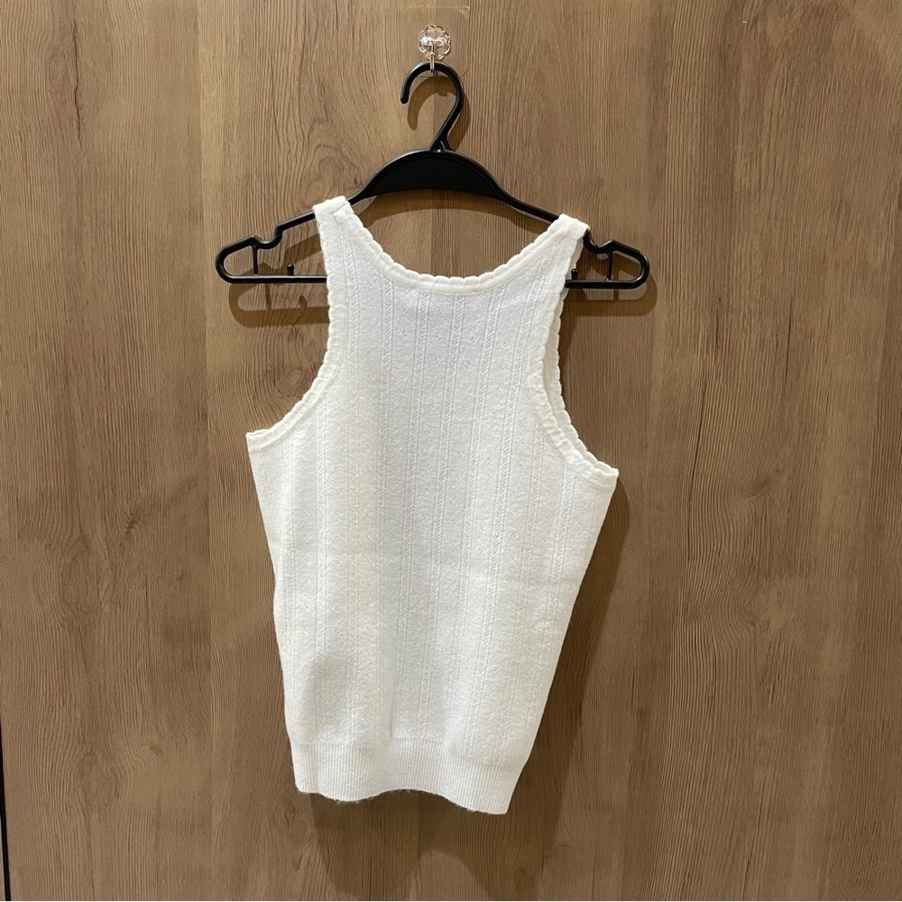 Miu Miu Cream Ribbed Tank Top - Picture 2 of 7